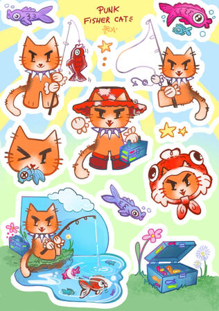 Fisher Cat Sticker Sheet Design